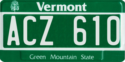VT license plate ACZ610