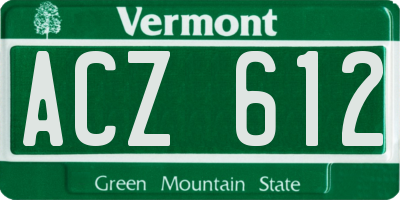 VT license plate ACZ612