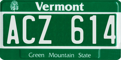 VT license plate ACZ614