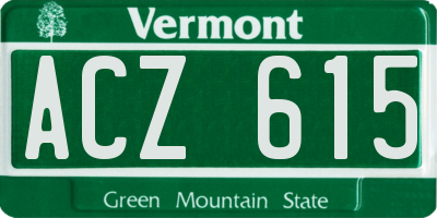 VT license plate ACZ615