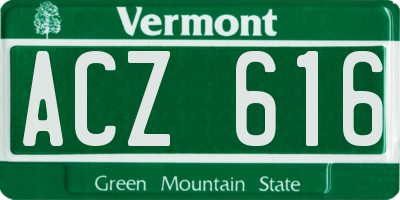 VT license plate ACZ616