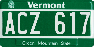 VT license plate ACZ617