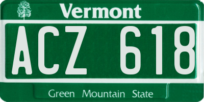VT license plate ACZ618