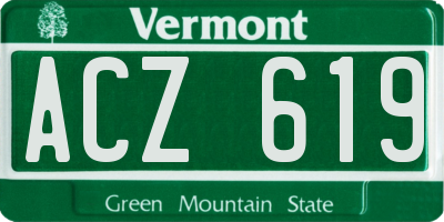 VT license plate ACZ619