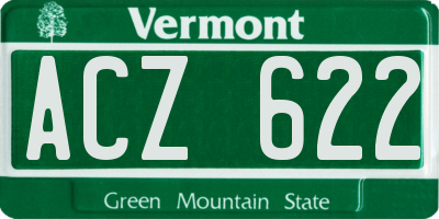 VT license plate ACZ622