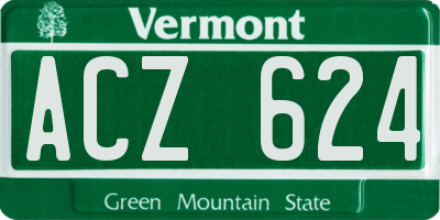 VT license plate ACZ624