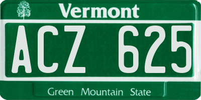 VT license plate ACZ625