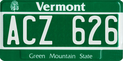 VT license plate ACZ626