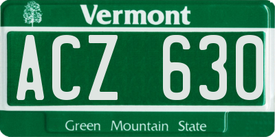 VT license plate ACZ630