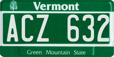 VT license plate ACZ632