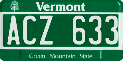VT license plate ACZ633