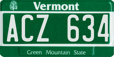 VT license plate ACZ634