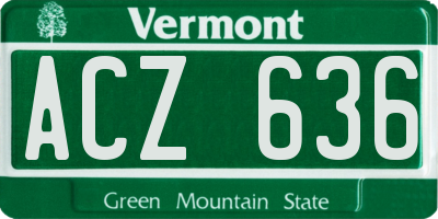 VT license plate ACZ636