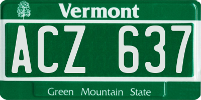VT license plate ACZ637