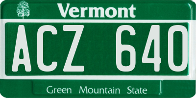 VT license plate ACZ640