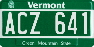 VT license plate ACZ641