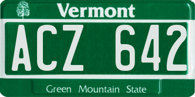 VT license plate ACZ642