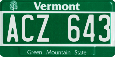 VT license plate ACZ643