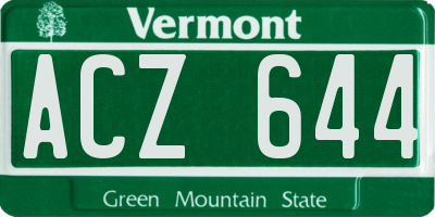 VT license plate ACZ644