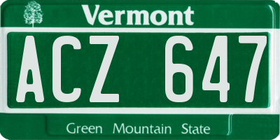 VT license plate ACZ647