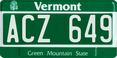 VT license plate ACZ649
