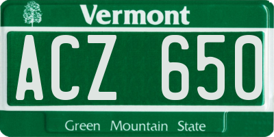 VT license plate ACZ650