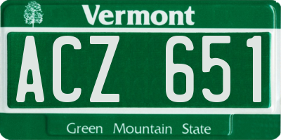 VT license plate ACZ651
