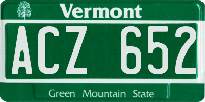 VT license plate ACZ652