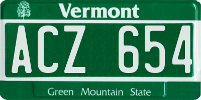 VT license plate ACZ654