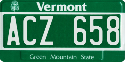 VT license plate ACZ658