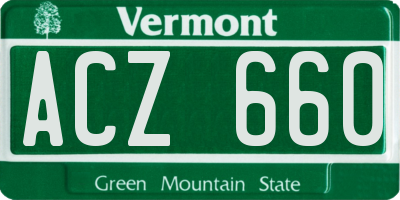 VT license plate ACZ660