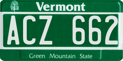 VT license plate ACZ662
