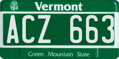 VT license plate ACZ663