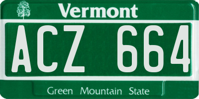 VT license plate ACZ664