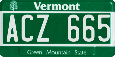 VT license plate ACZ665