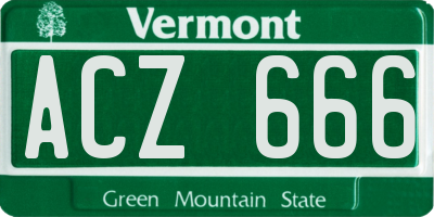 VT license plate ACZ666