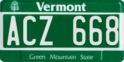 VT license plate ACZ668