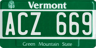VT license plate ACZ669