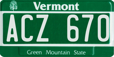 VT license plate ACZ670