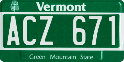 VT license plate ACZ671