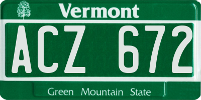VT license plate ACZ672
