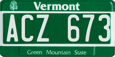 VT license plate ACZ673