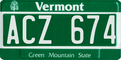 VT license plate ACZ674