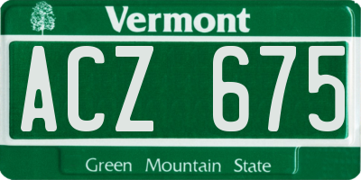 VT license plate ACZ675