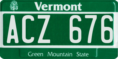 VT license plate ACZ676
