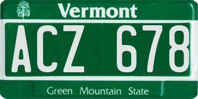 VT license plate ACZ678