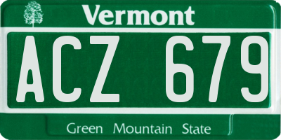 VT license plate ACZ679
