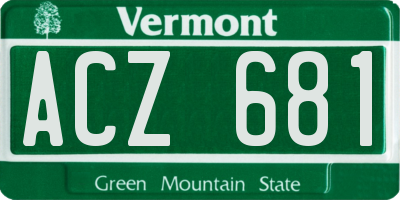 VT license plate ACZ681