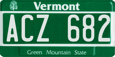 VT license plate ACZ682