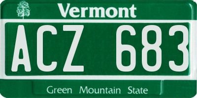 VT license plate ACZ683